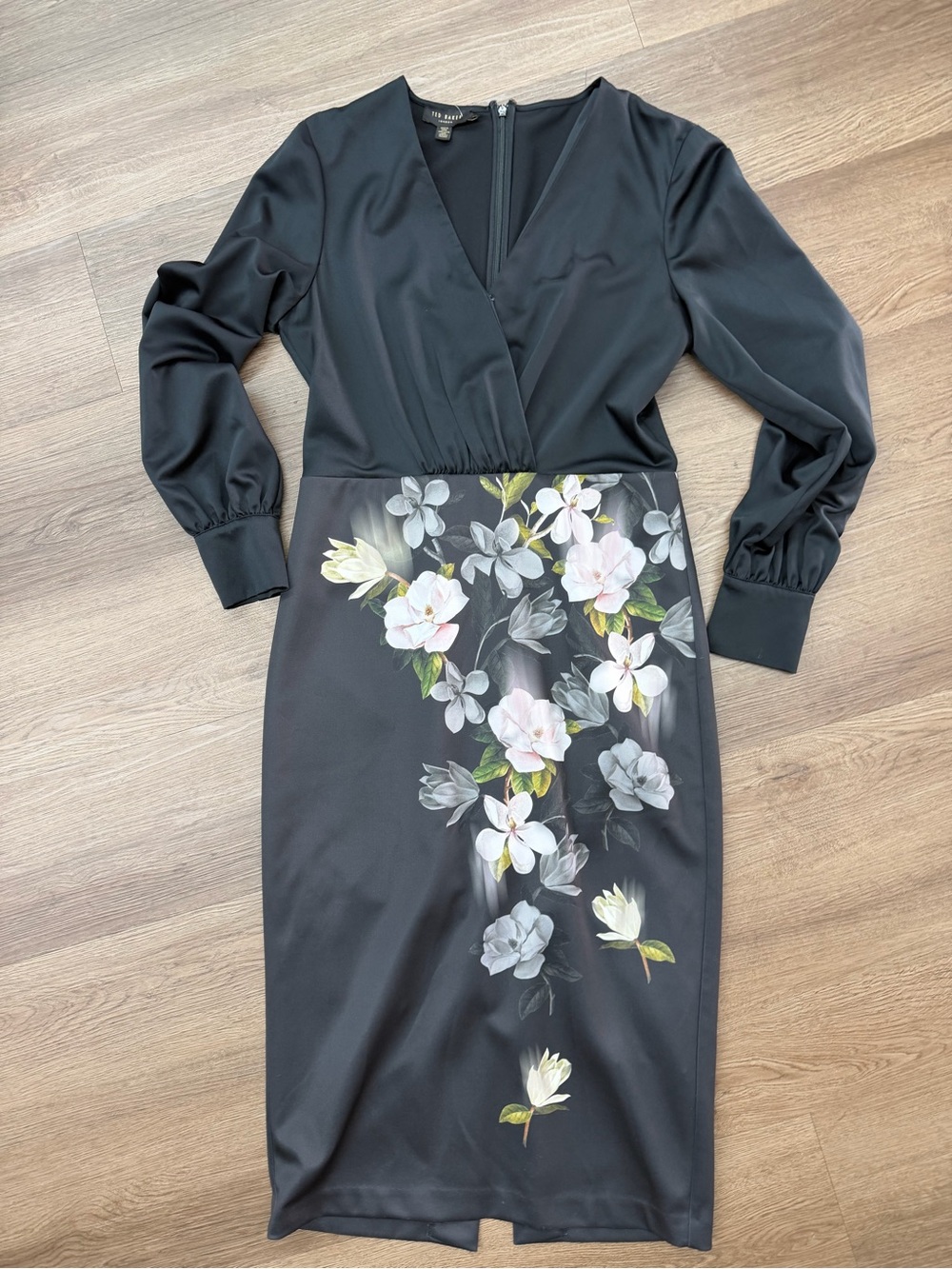Ted Baker Alithea Opal Print Long Sleeve Midi Dress  Sz 3 (US L)